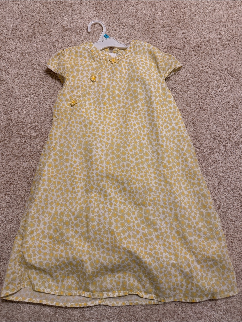 Yellow Floral Short Sleeve Dress